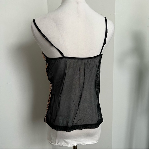 Vintage Black & Gold Lace Camisole ✨ Y2K Sheer Floral Top L - Picture 4 of 6
